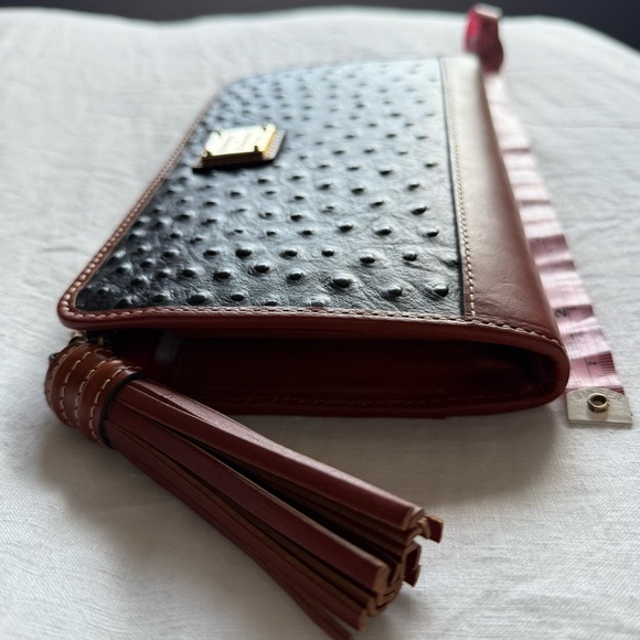 Dooney & Bourke Black and Brown Ostrich-Embossed Wallet - Picture 4 of 8